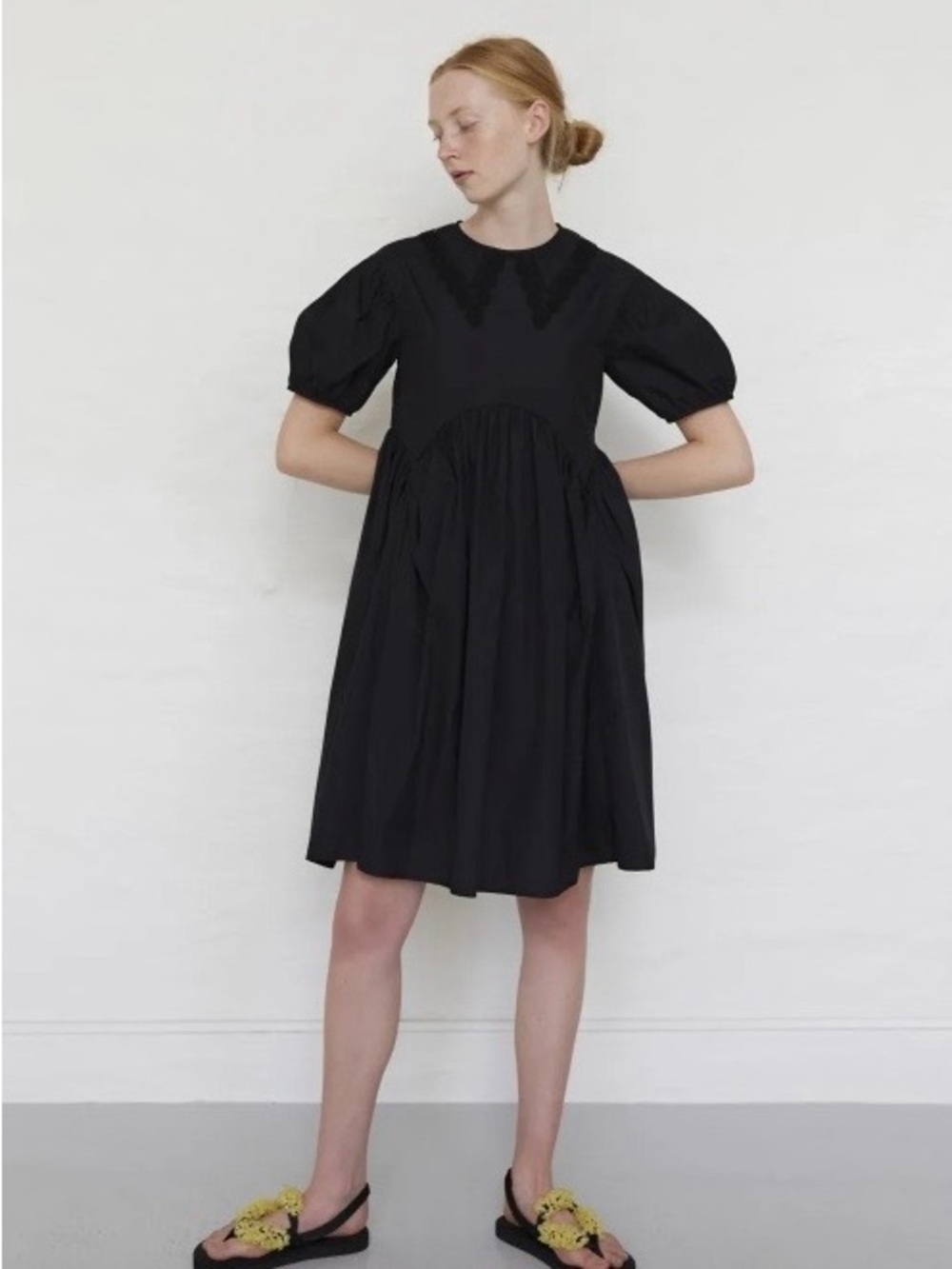 Cecilie Bahnsen Black Puff-Sleeve Mini Dress